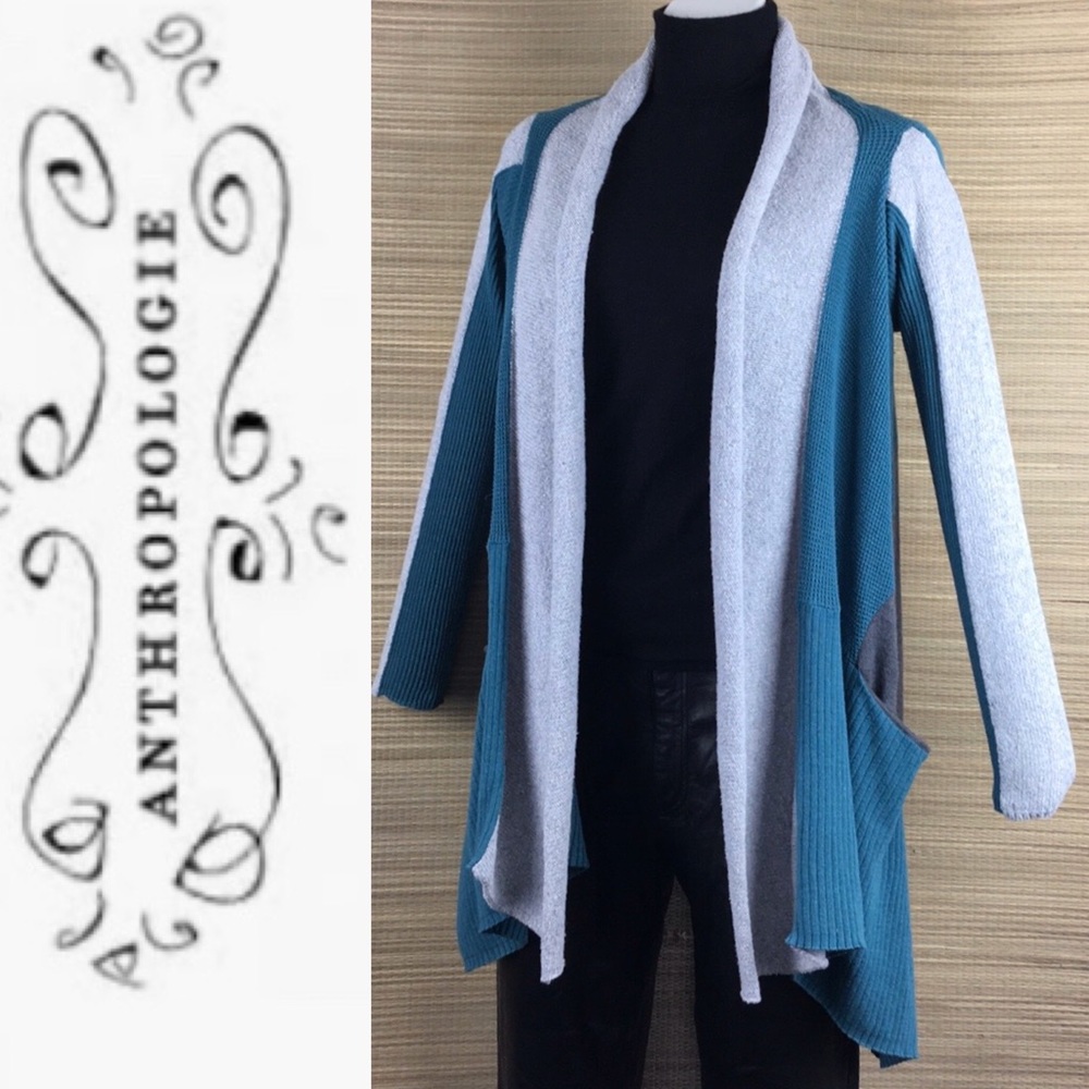 Anthropologie Sparrow Colorblock Open Cardigan - image 2